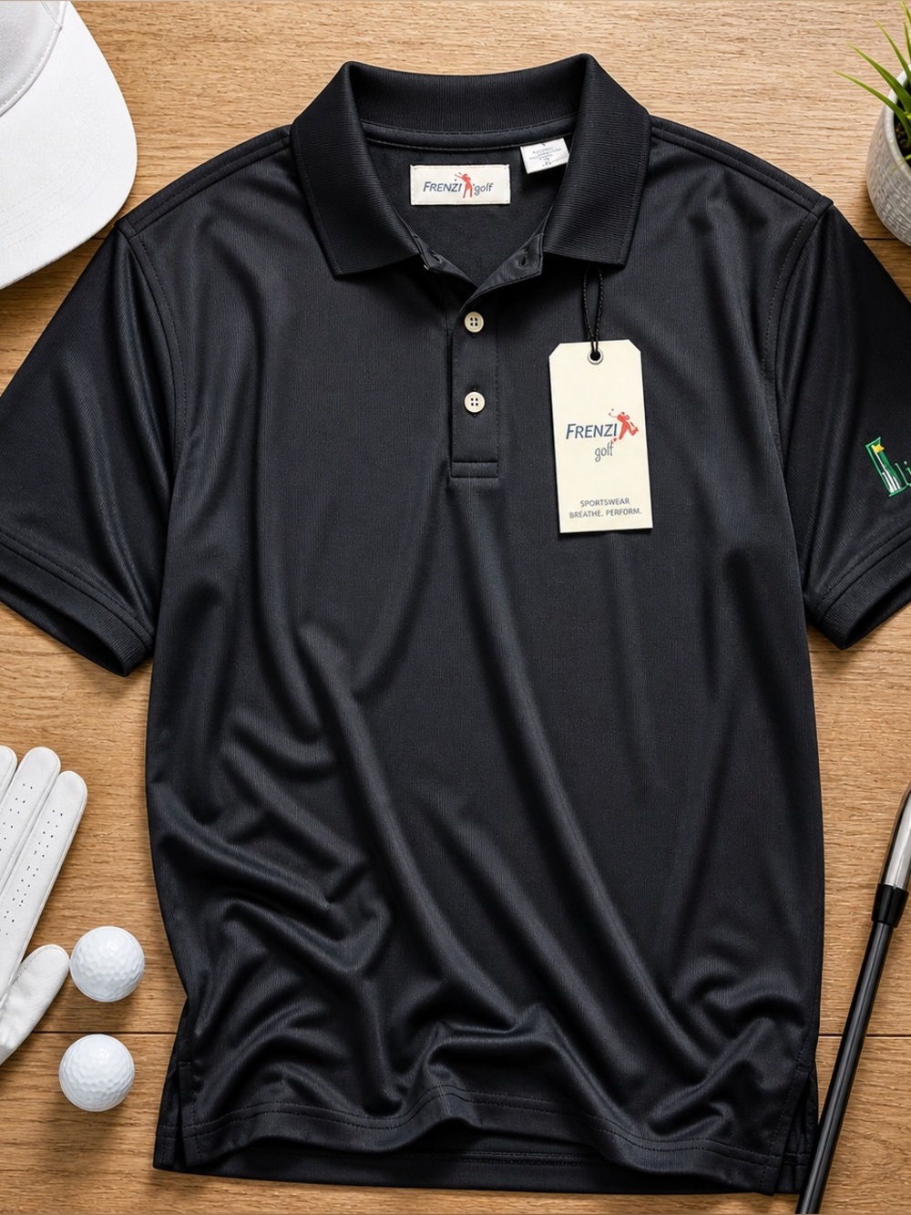 Frenzi Golf Polo NWT Women’s Large Black Links Club Embroidered Shirt